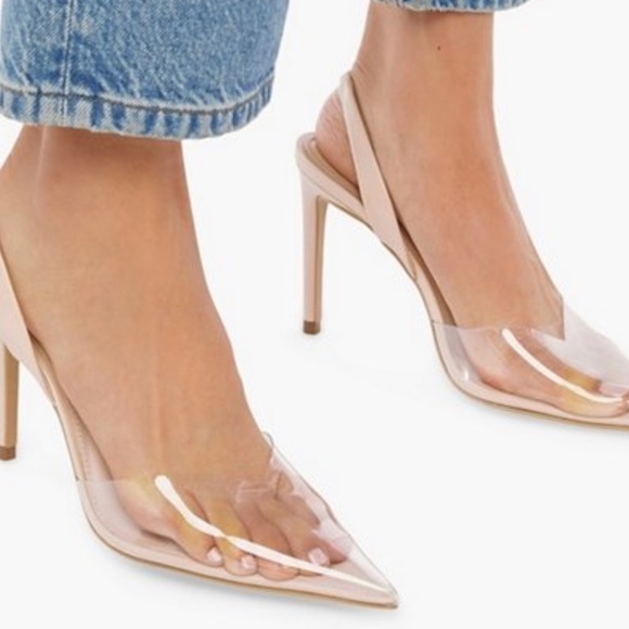 Evelyn Sling-back clear & nude pointed toe pump - Picture 2 of 8